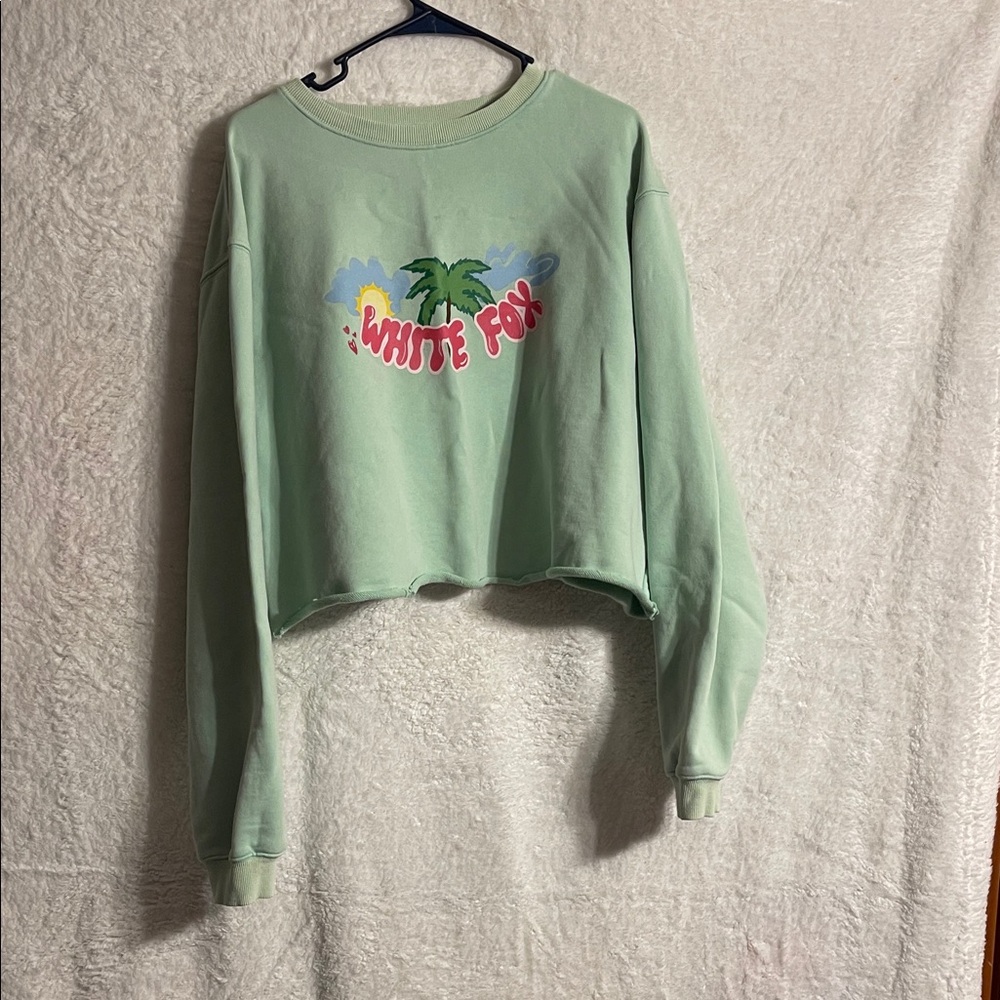 White Fox Boutique Mint Green Cropped Sweatshirt